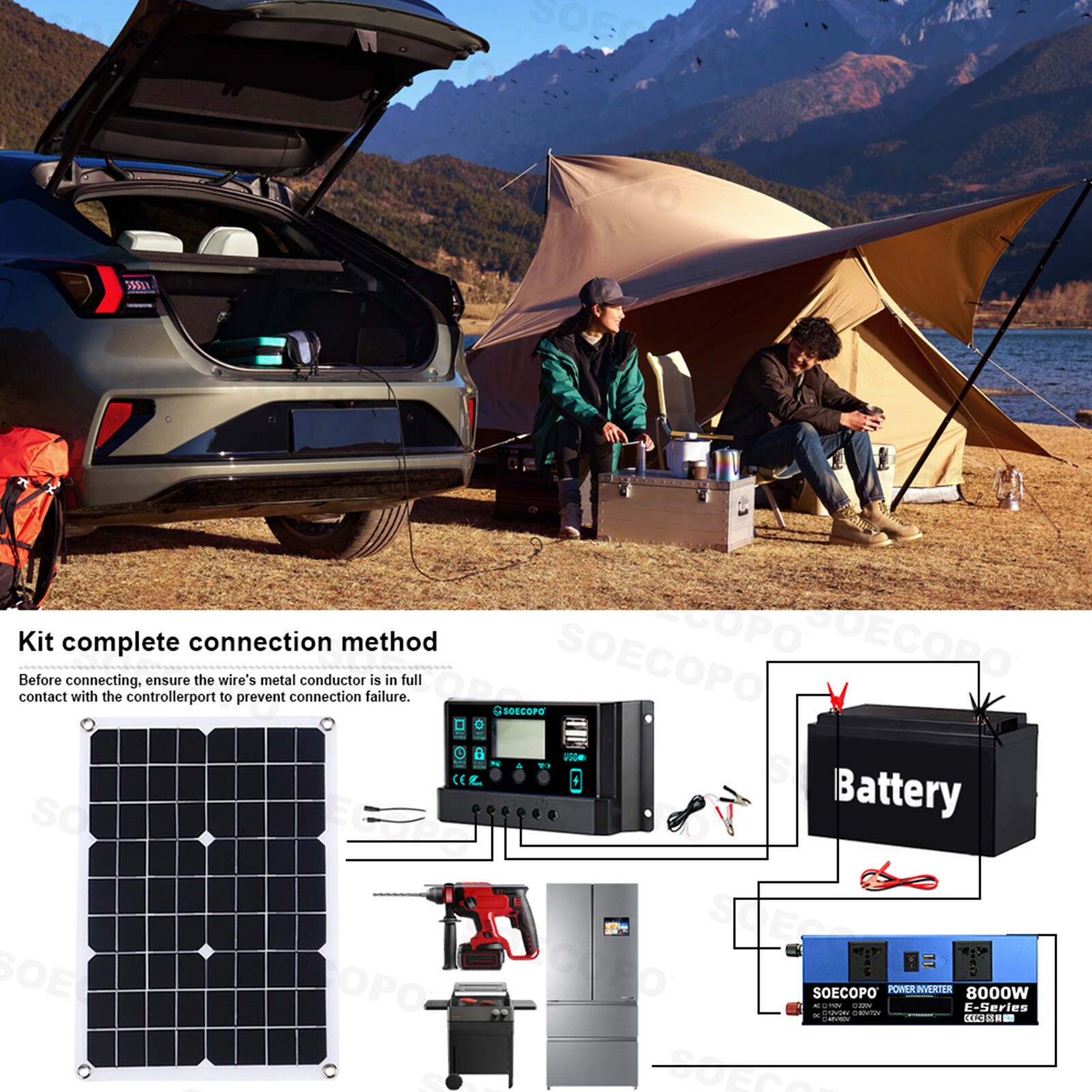 8000w 110v Solar Full Kit Inverter 300W Solar Panel Home 100A Controller SystdB