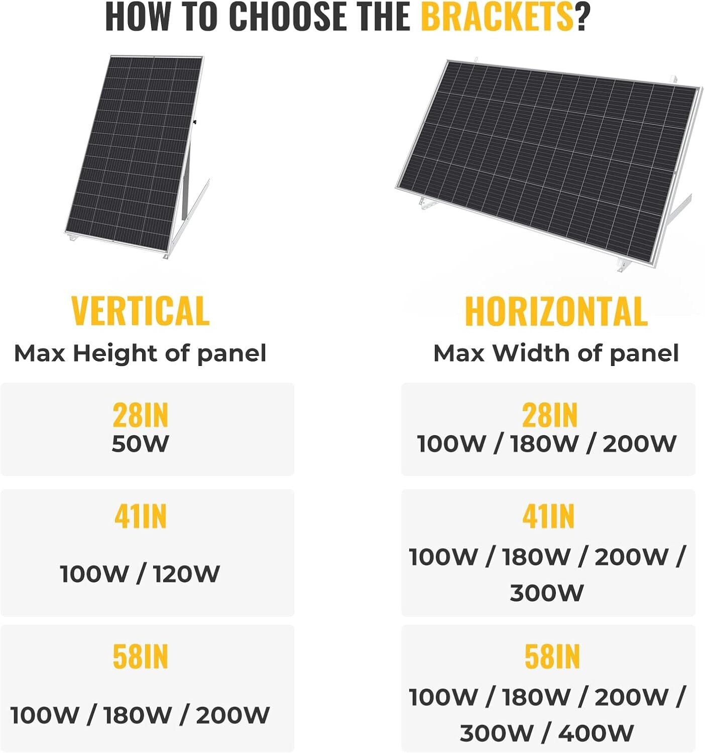 Versatile 41in Tilt Mount Brackets for 180-300W Solar Panels on Any Surface
