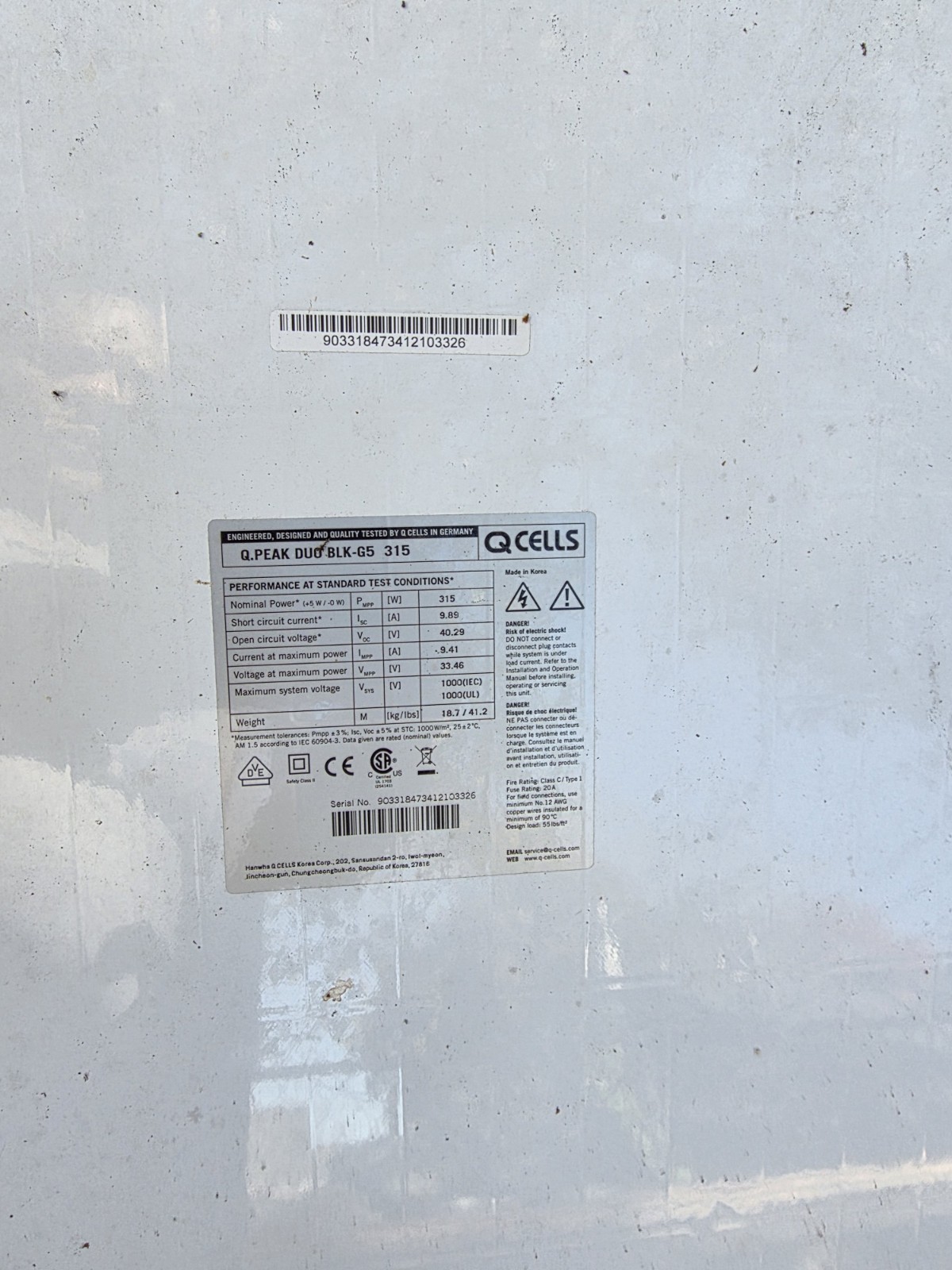 Q CELLS Q.PEAK DUO BLK-G5 315W Monocrystalline Black Solar Panel MC4 67.8×39.4″