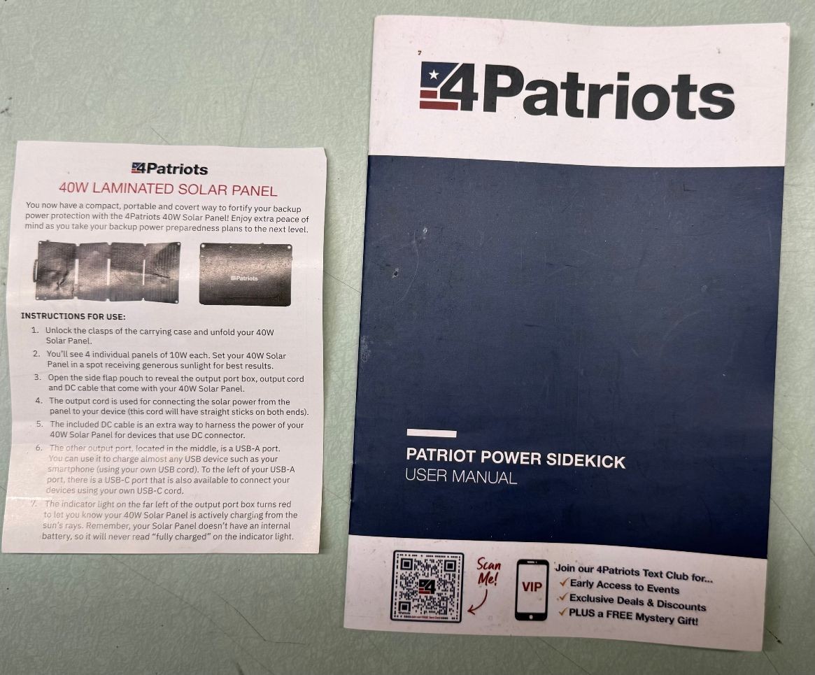 4Patriots Patriot Power Bank V3 w/ Folding Solar Panel Charger Kit – Barely Used