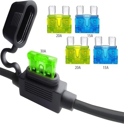 2Pack 12AWG Solar Connector O Ring Terminal, Dual Fuse Holder Cable 2FT for Powe