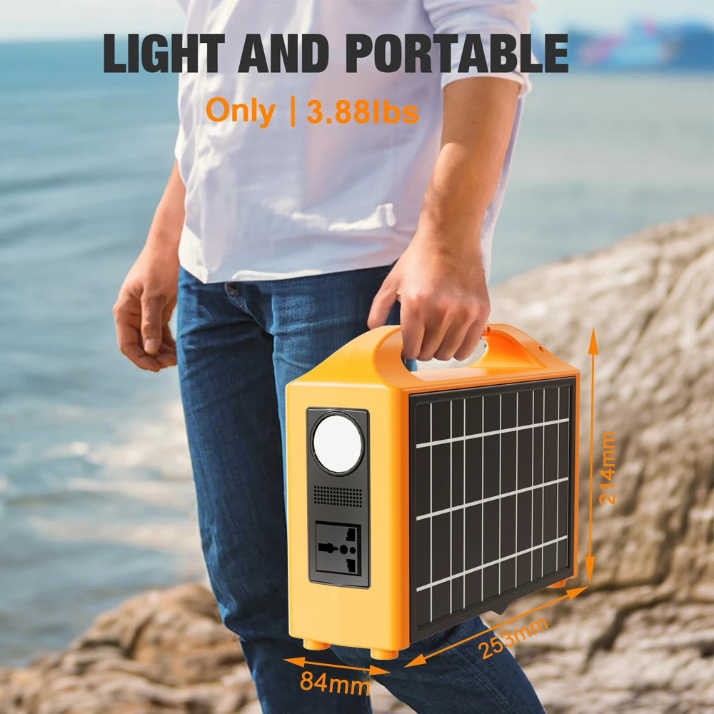 100W Portable Solar Power Station Generator Output AC 220V 110V Lifepo4 Power Ba