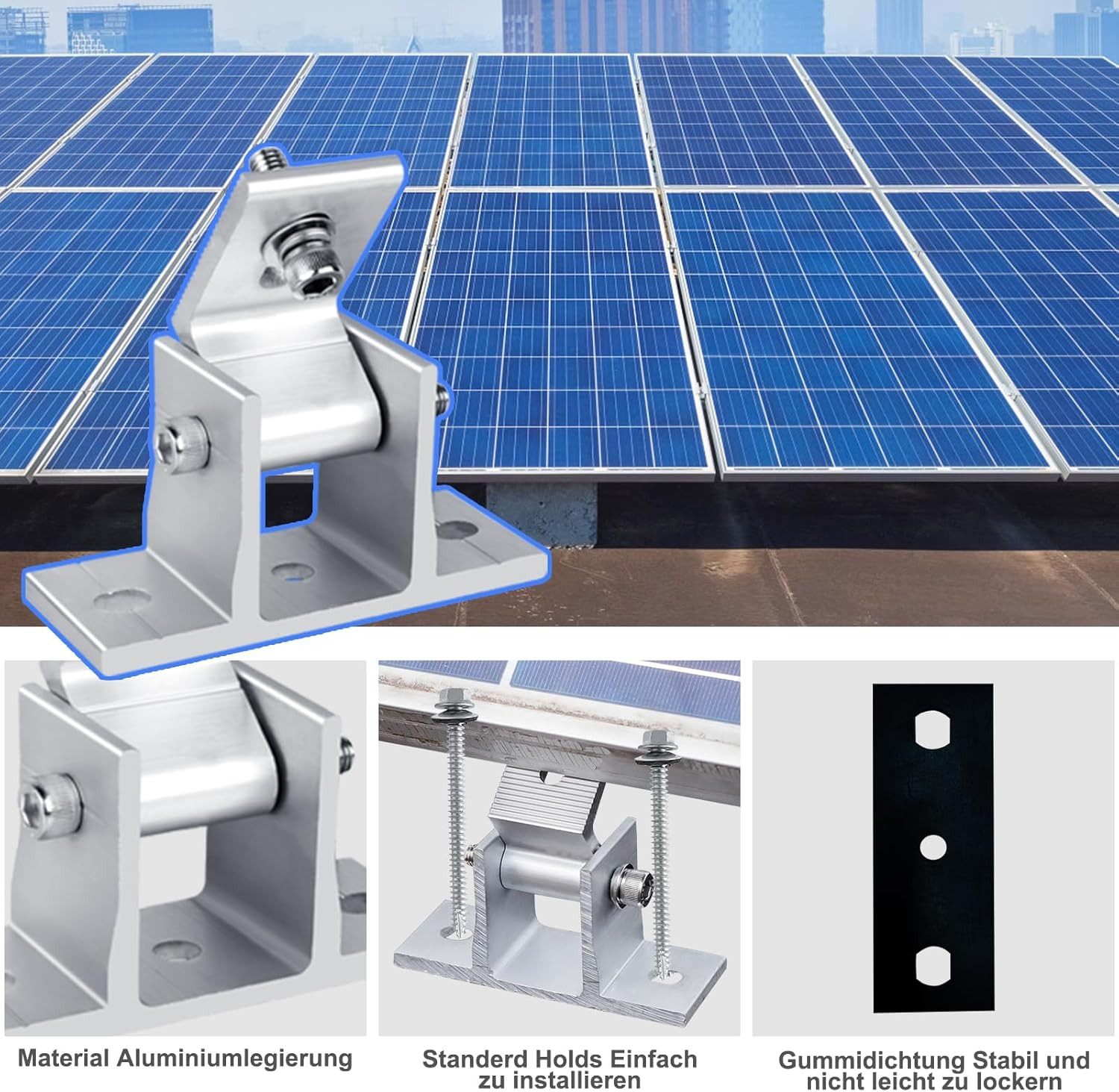 Adjustable Solar Panel Mounting Brackets Kit for RV – 8PCS, 10-60° Tilt
