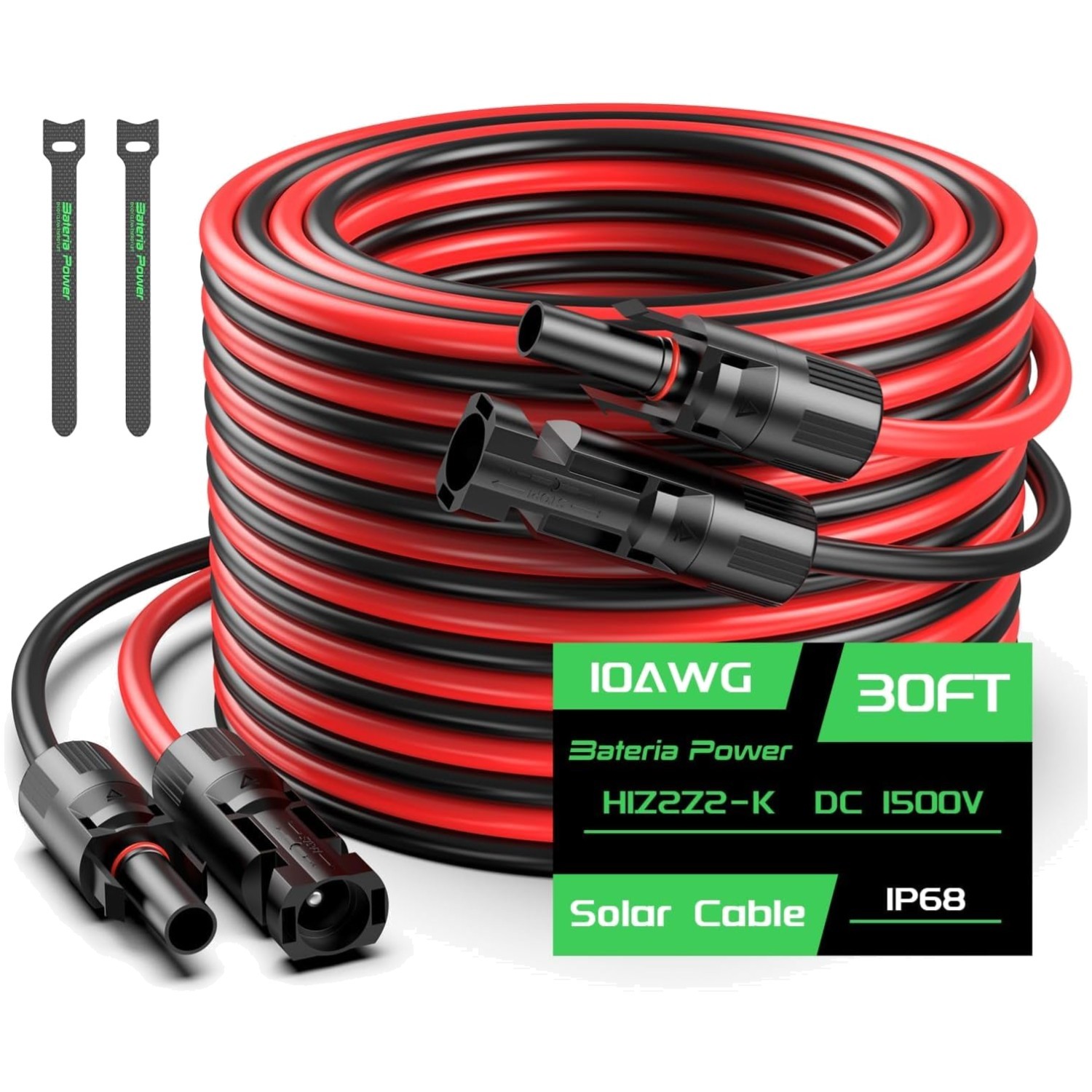 30FT 10AWG Solar Cable with Stable Lock Design