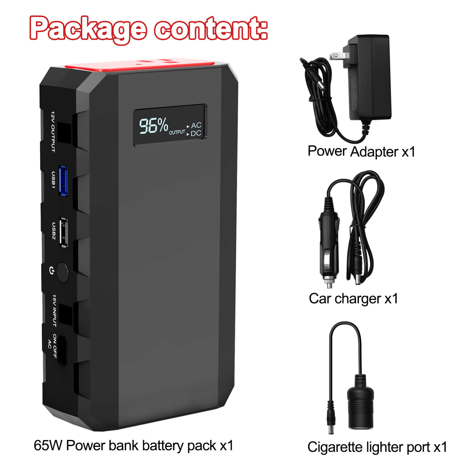 65W Portable Power Station Phone Fast Charger AC DC Battery Bank Solar Generator