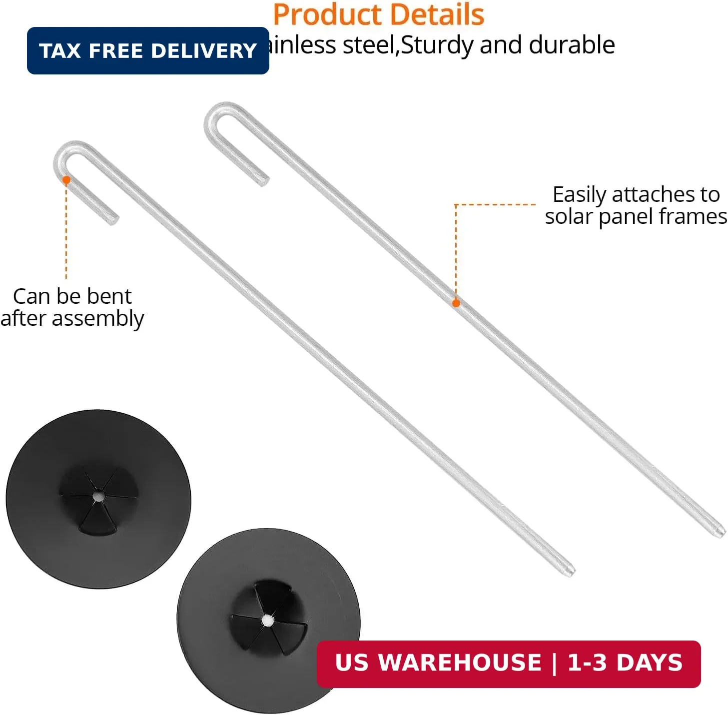 200 Pack Stainless Steel Solar Panel Guard Clips J Hooks Bird Mesh Fasteners