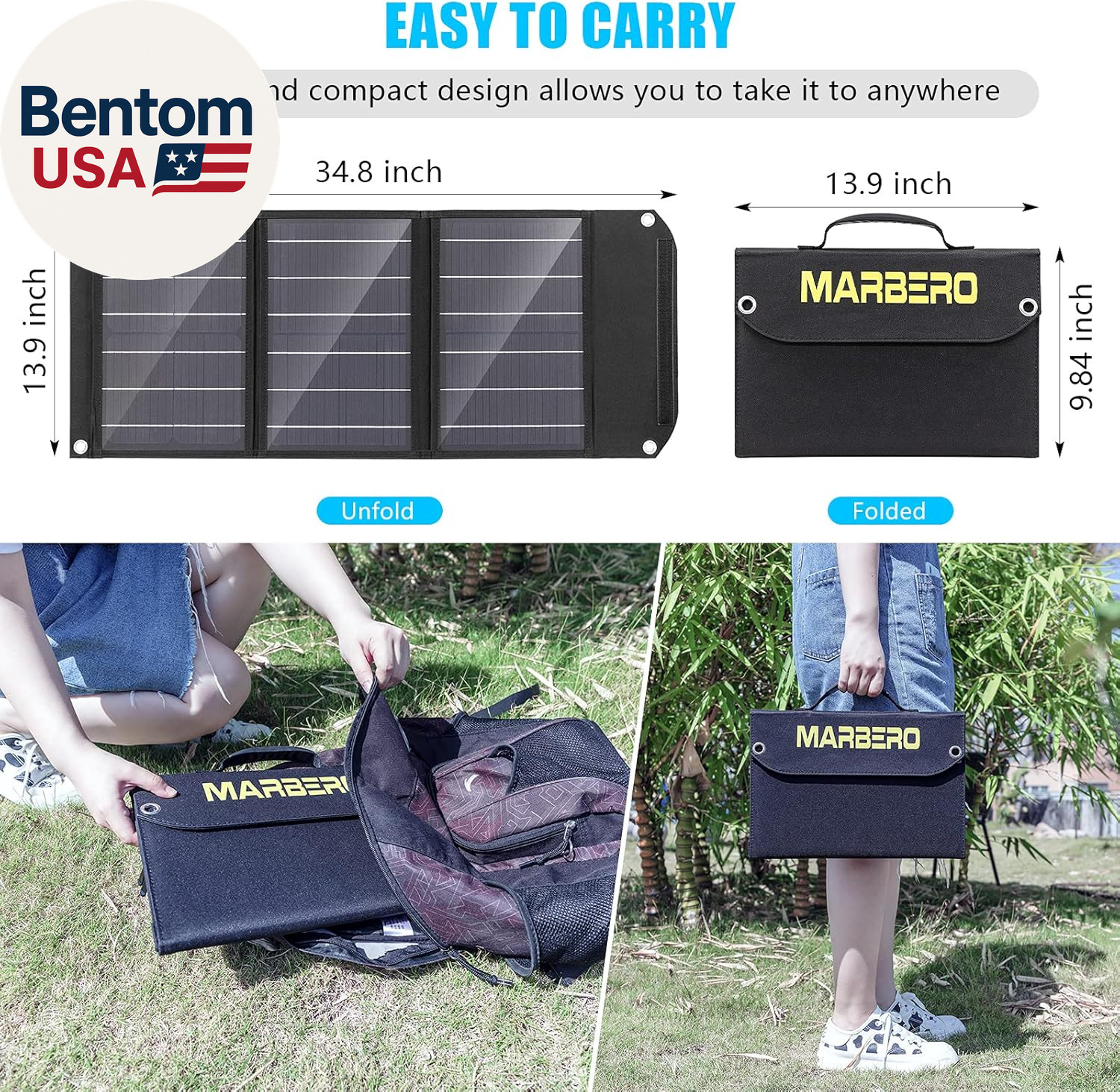 Portable Solar Panel 30W Solar Panel Charger 23% High Efficiency Foldable Solar