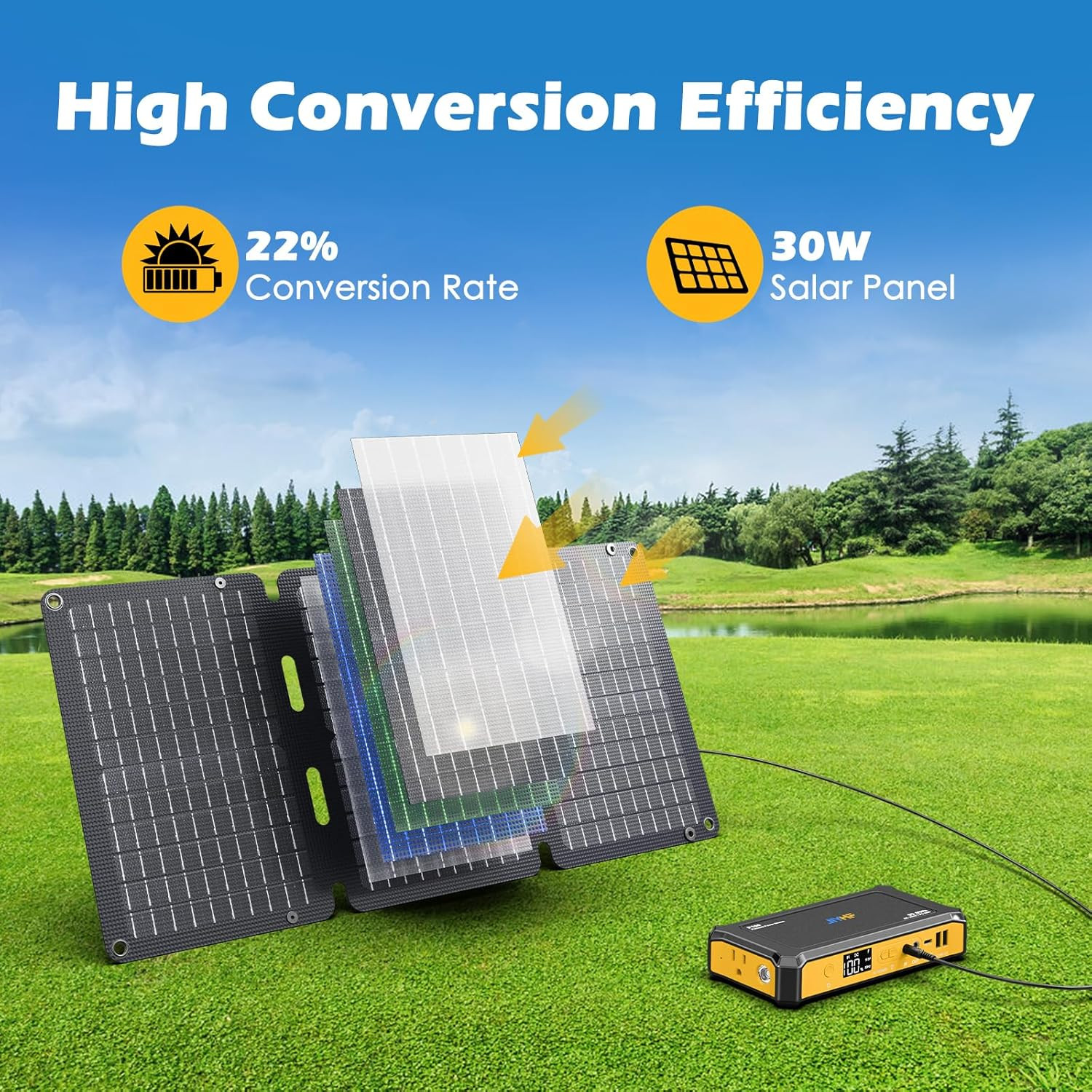 Portable Power Station 99.9Wh with Foldable Solar Panel 30W, Laptop Charger & Ba