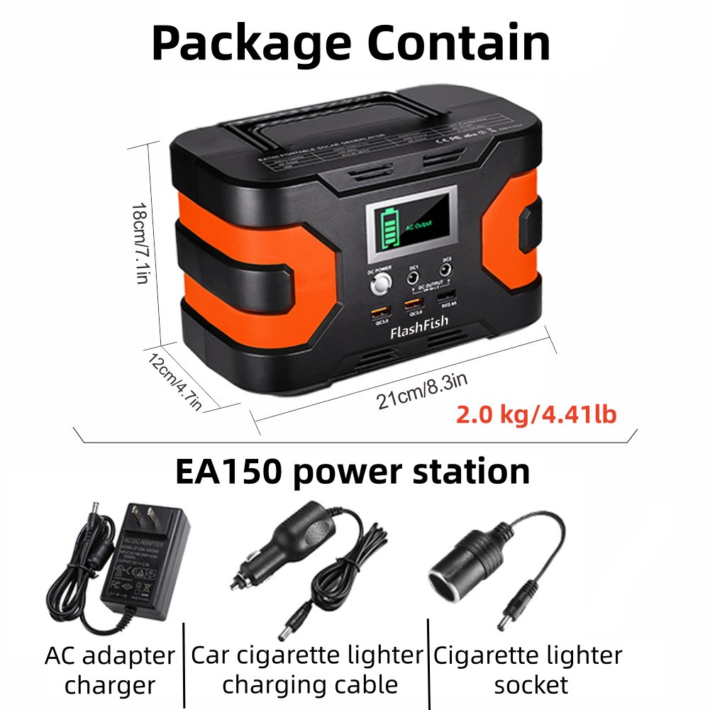 Flashfish 150W Portable Power Station 166Wh For Indoor/Outdoor/RV Backup Battery