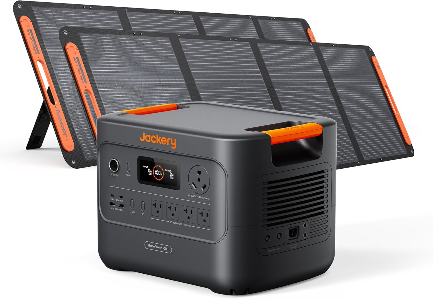 Jackery Homepower 3000 Portable Power Station with 2X 200W Solar Panels, 3600W (