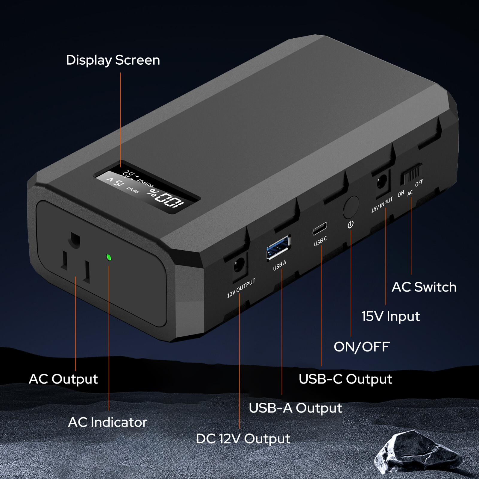 Portable Power Station 88Wh 65W AC Phone Tablet Battery Charger Solar Generator