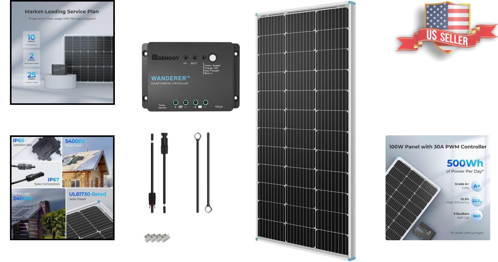 High-Efficiency 100W Solar Panel Kit with Bluetooth Monitoring – Safe & Reliable