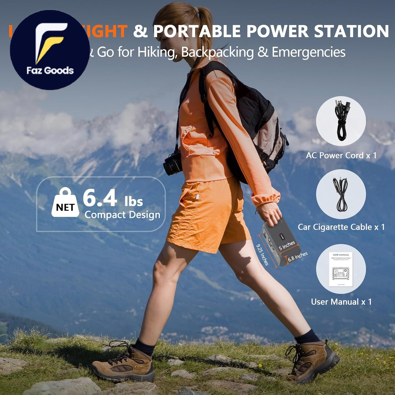 Portable Power Station 300W Peak 600W Upgraded 256Wh Lifepo4 Battery