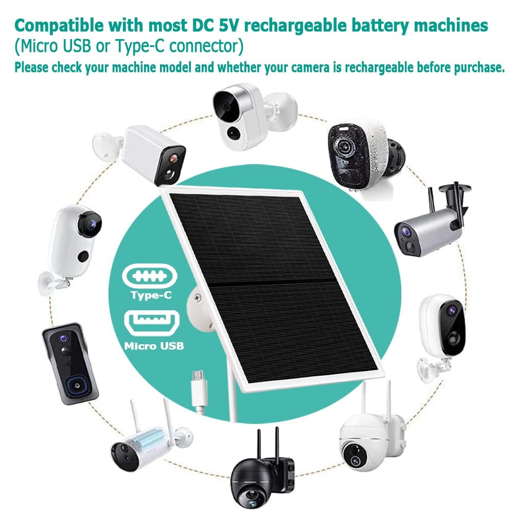 Solar Panel Charger 10W 2A DC 5V for Outdoor Security Cameras – IP66 Waterproof