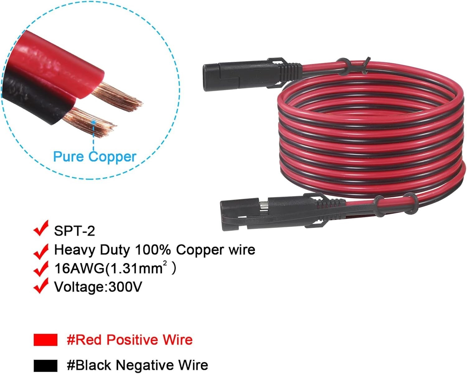 SAE 16AWG 12FT Heavy Duty Extension Cord for Reliable Solar Charging Solutions