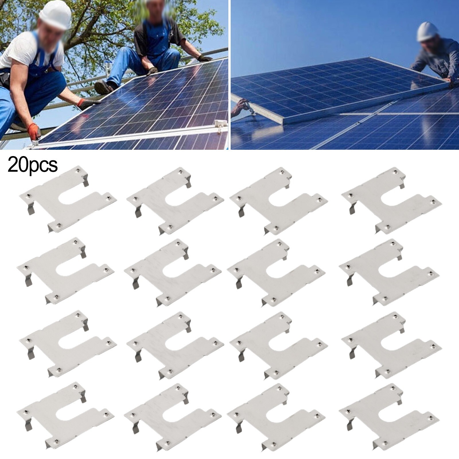 20pcs Earth Plate Grounding Clip Solar Panels PV Roof Fitting Stainless Steel