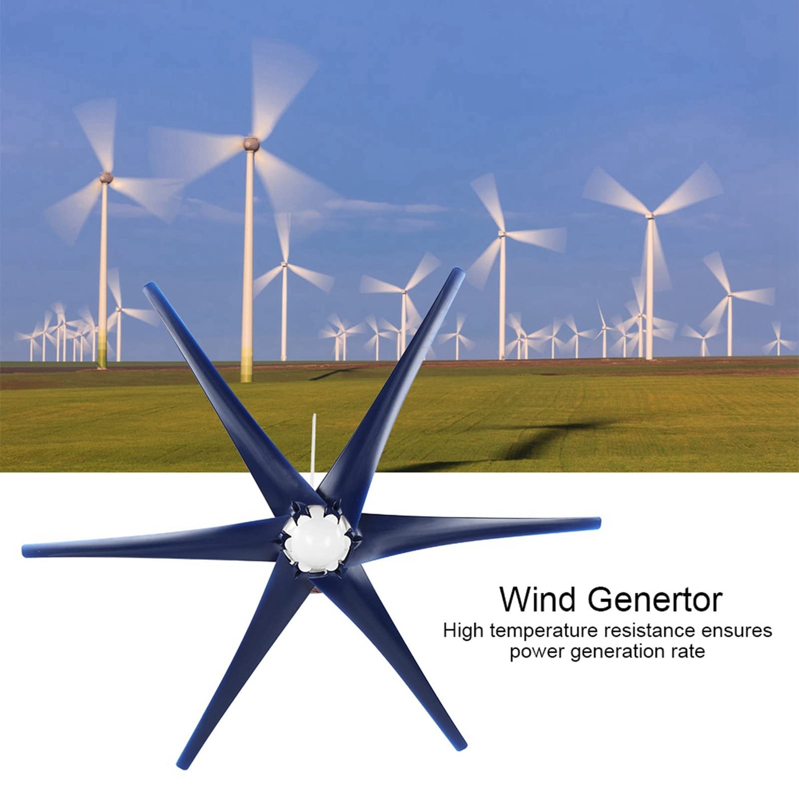 ViaGasaFamido 800W Wind Turbine Generator Kit 12V 24V 48V 6Blade Windmill System