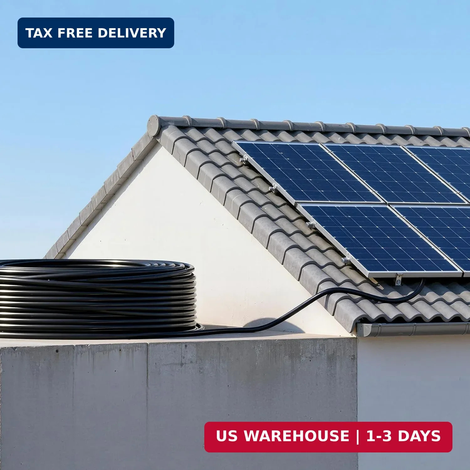 VEVOR Solar Panel Wire, 100 ft Black + 100 ft Red Kit, 10 AWG (6 mm²) Solar Pane