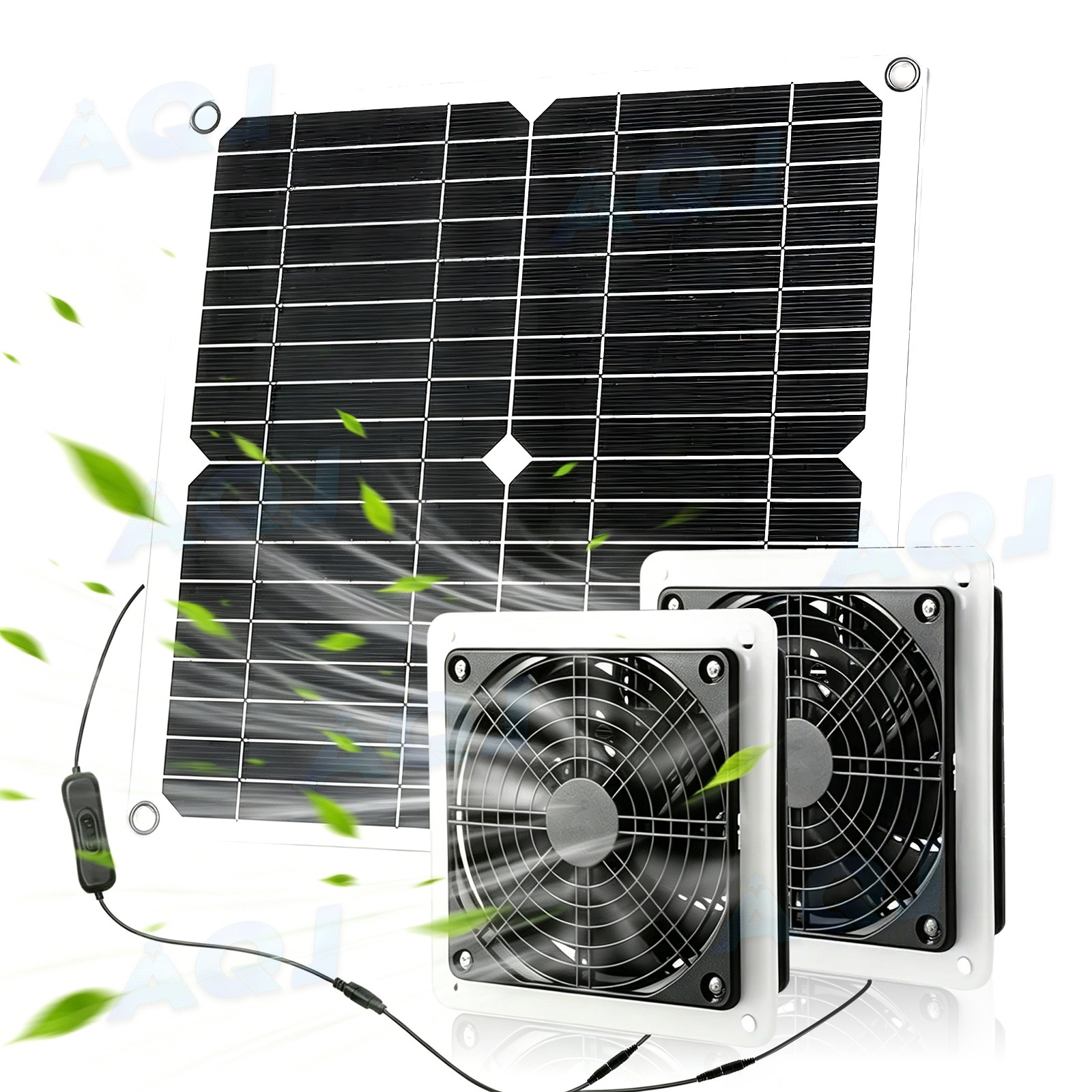 3200RPM 30W Solar Powered Fan with Dual IP57 Waterproof Fans Size 28cm*28cm