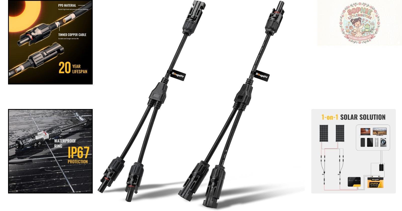 Solar Panel Connector Kit: Y Branch Adapter for Easy Parallel Connections |
