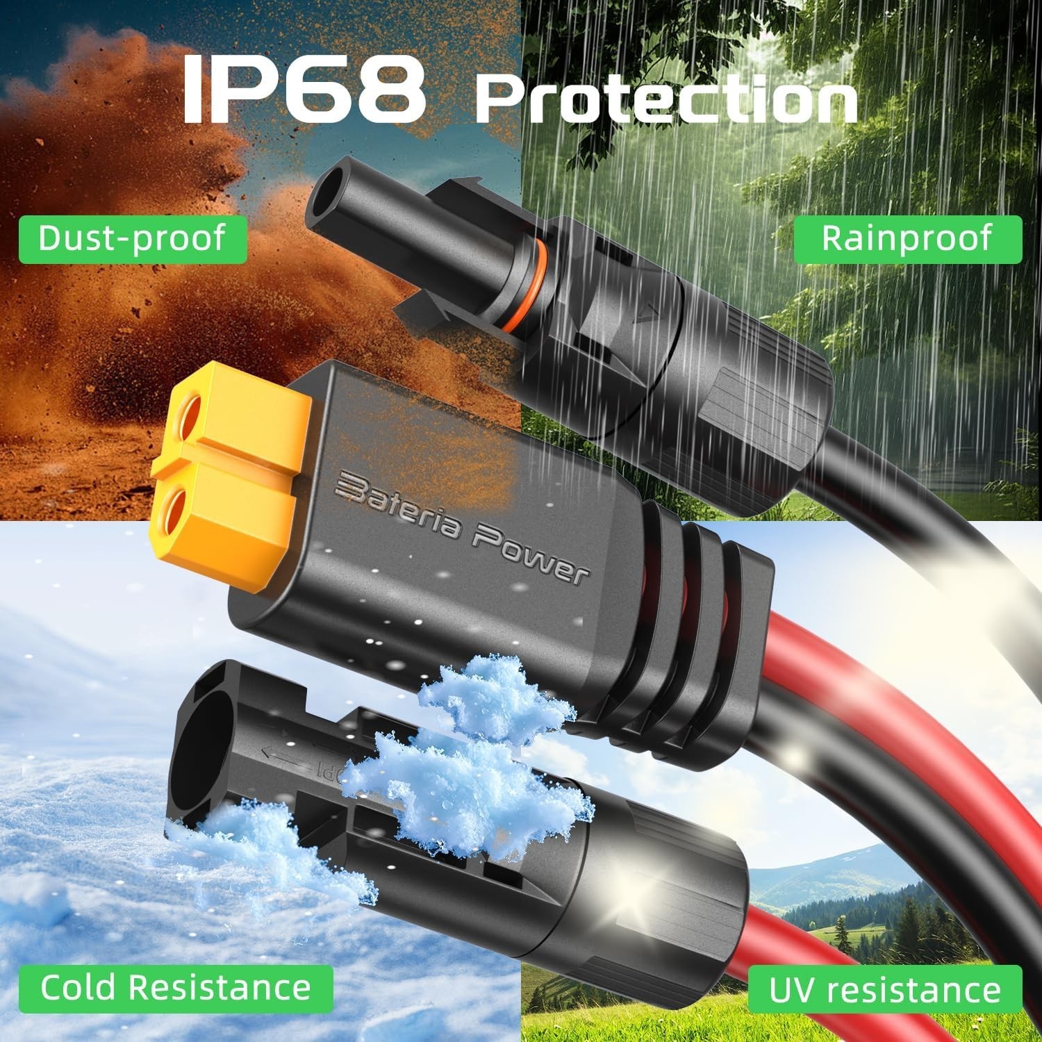 10 Feet Solar to XT60 Extension Cable, 12AWG Solar Panel Connector to XT60 Ch…
