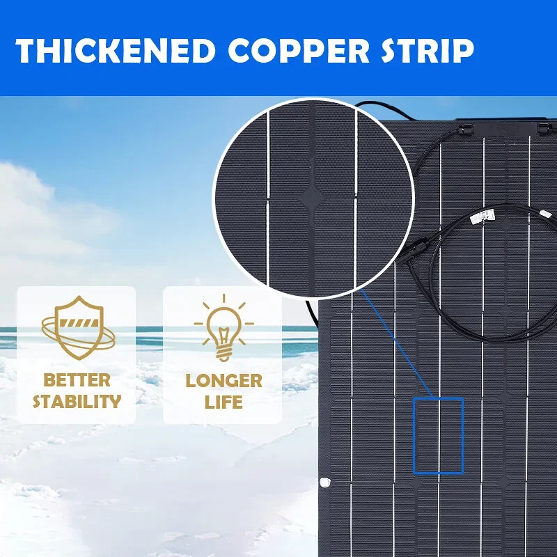 400W 18V 12V Flexible Solar Panel Mono Camping Home RV Battery Charge Off-Grid