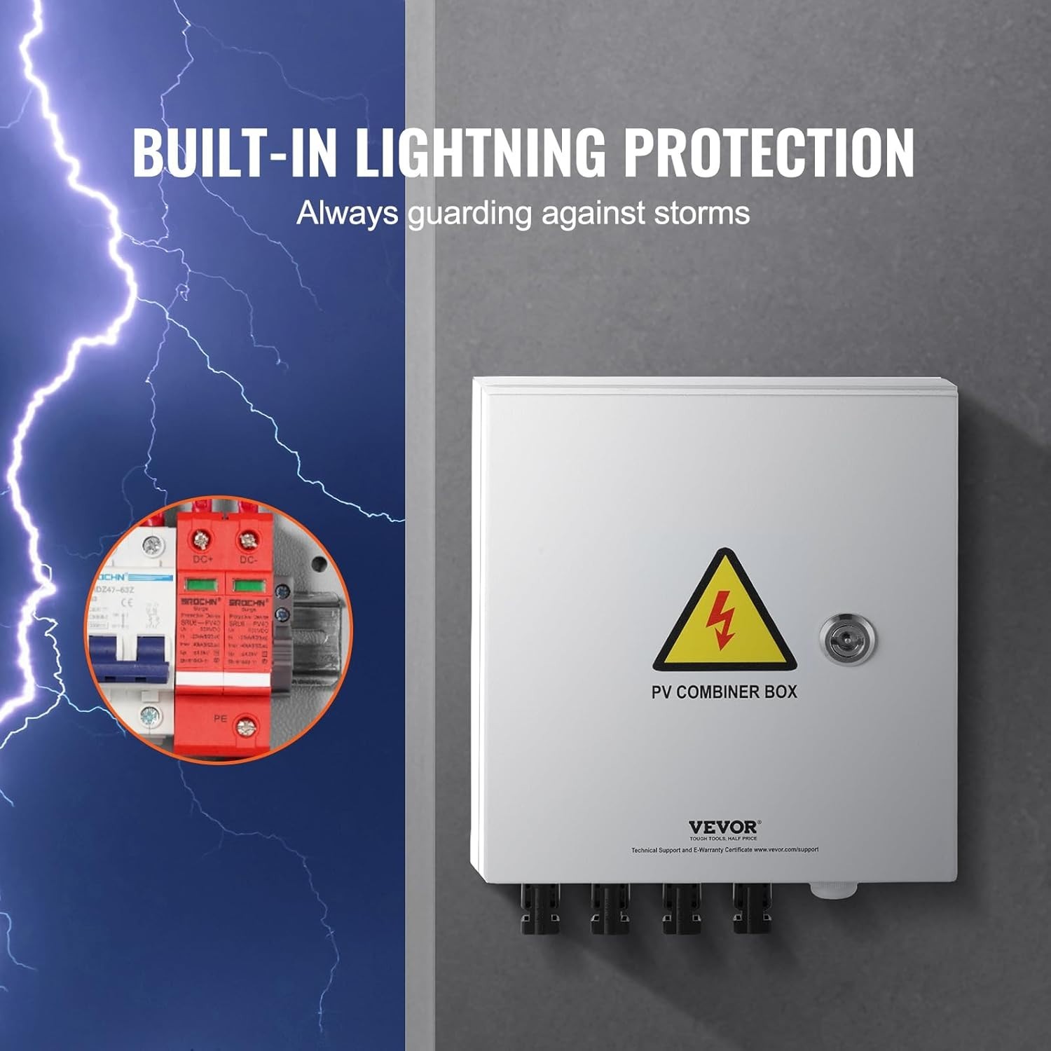 4 String Solar Combiner Box with Lightning Protection & Rating