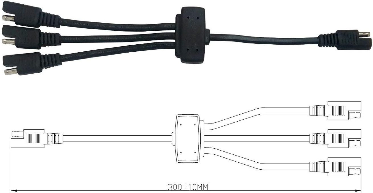 Panel Combiner 3 to 1 Extension Wire with SAE Adapters Connector