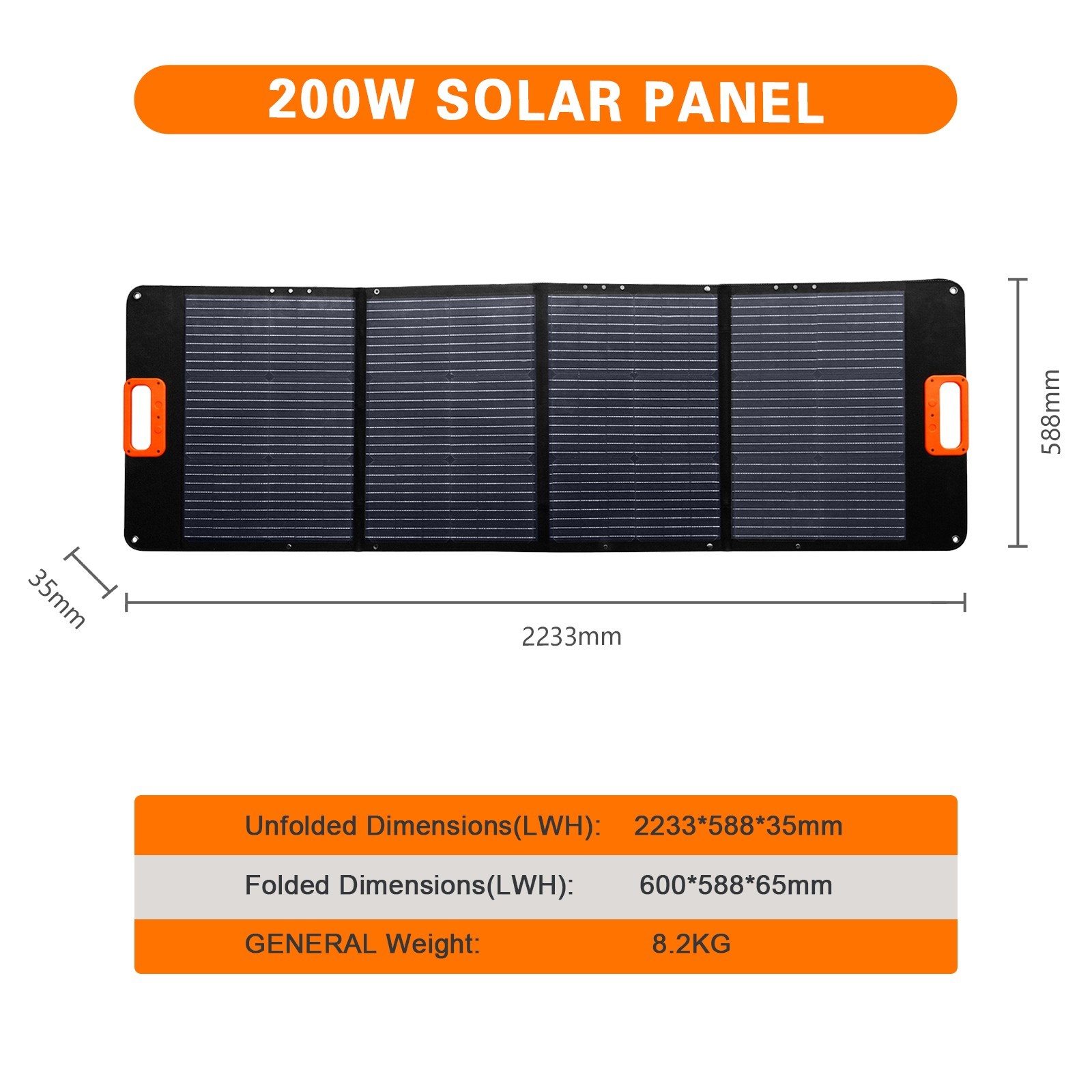 200W Portable Foldable Solar Panel IP65 Waterproof Solar Charger for RV Camping