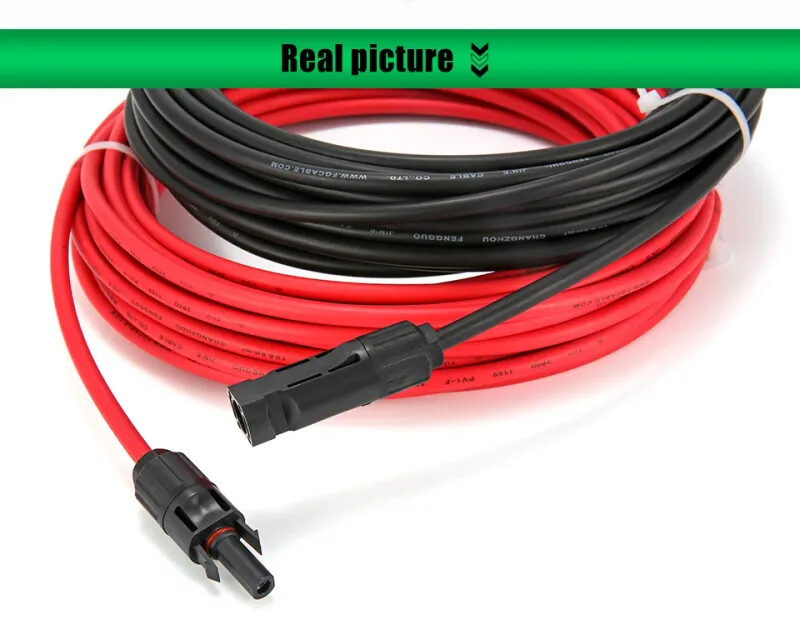 1 Pair PV Cable 2.5/4/6mm² 10-14AWG Black Red Wire with Connector Ends For Solar