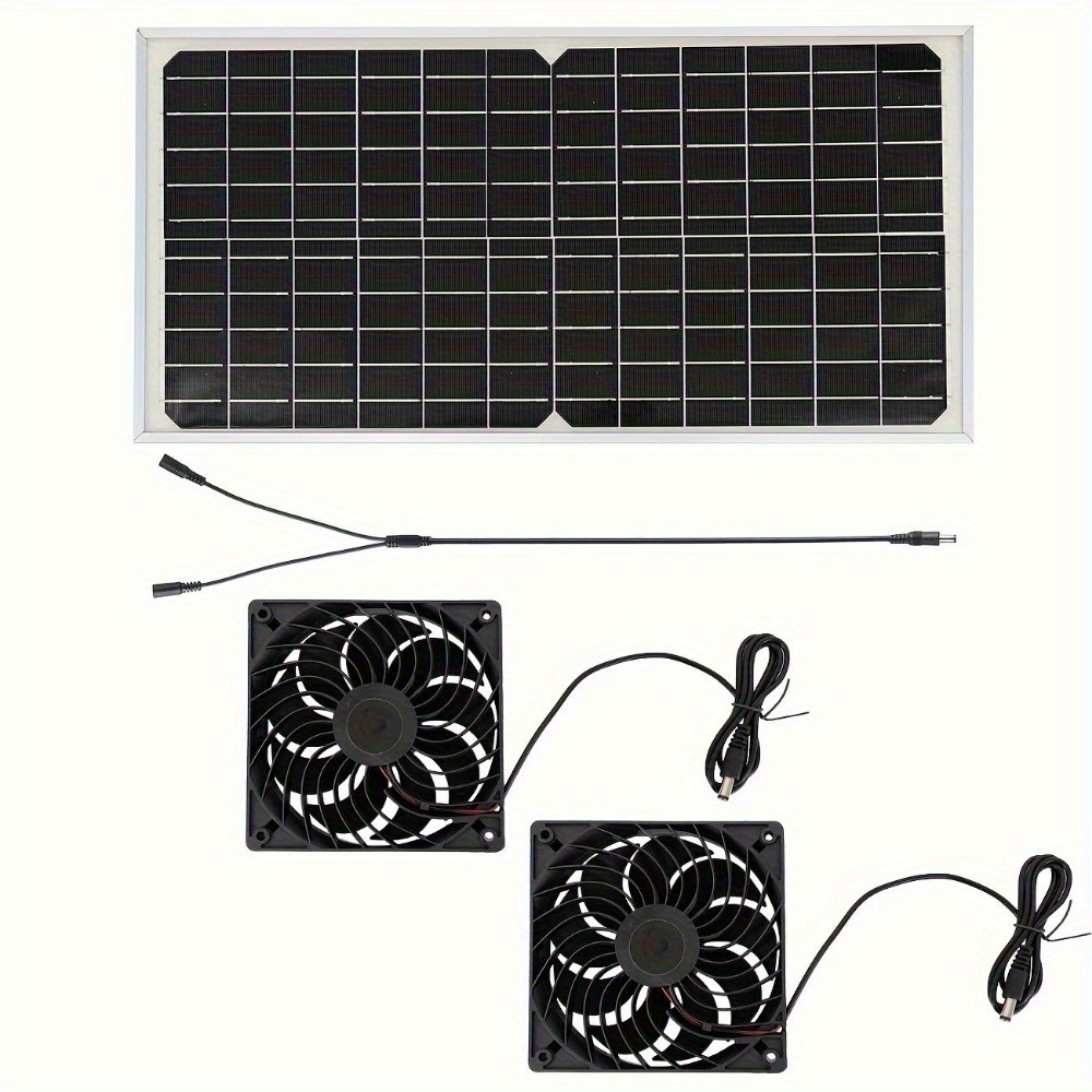 Solar Panel Fan Kit, Dual Fans, Removable Photovoltaic Module,