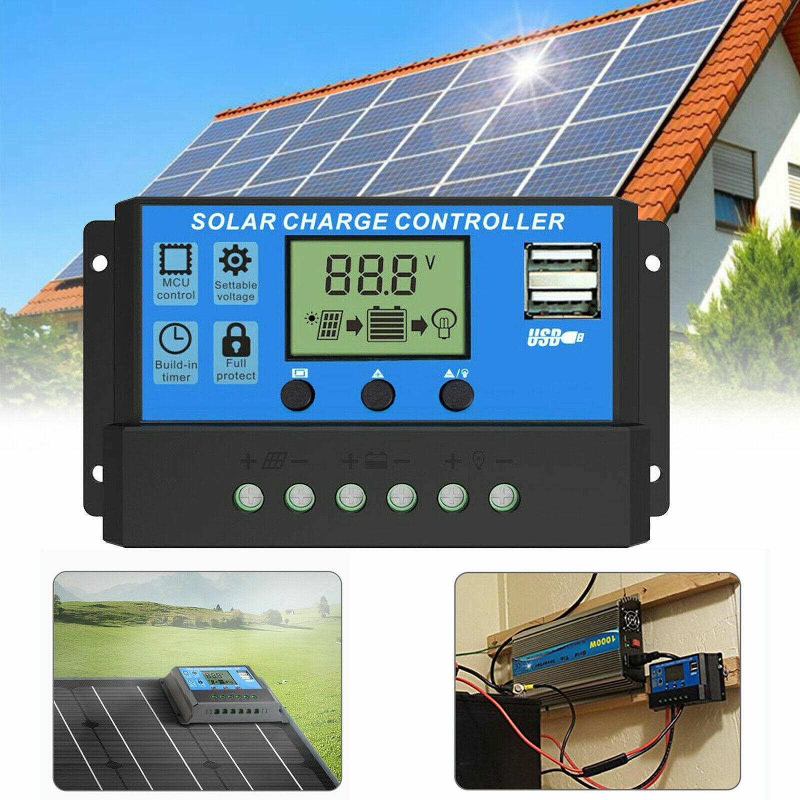 25W Solar Panel Kit 100A 12V battery Charger Controller Caravan Boat Outdoor RV