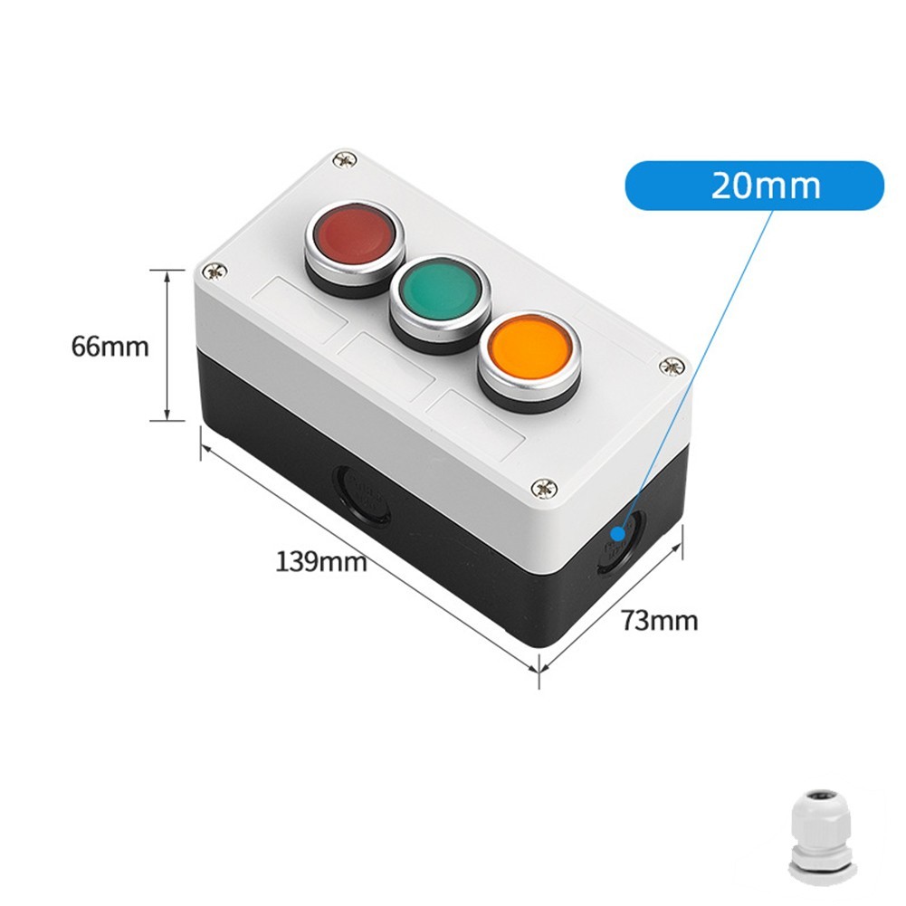 Industrial Push Button Switch 22mm ABS Enclosure IP65 Sealed 1NC+1NO Contacts