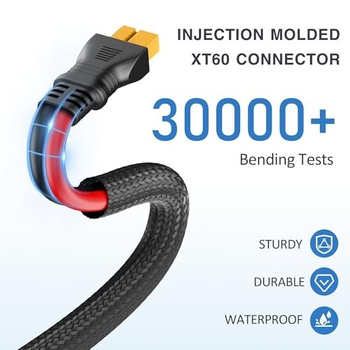 XT60 Extension Cable 12AWG 6FT – Male to Female Adapter, Flame Retardant Sleeve,