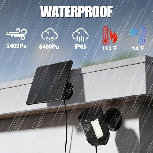 Solar Panel for Ring Camera, 2 Pack 5W Solar Ring Solar Charger Black 2P