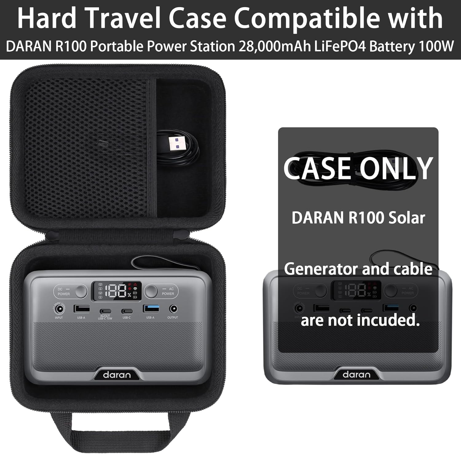 Case for DARAN Portable Power Station 28,000Mah Lifepo4 Battery 100W Solar Power