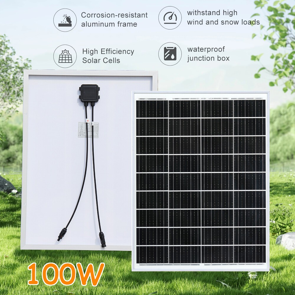 Single-sided 100W Watt 12V Solar Panel Mono HighEfficiency PV for Sunshed Roof