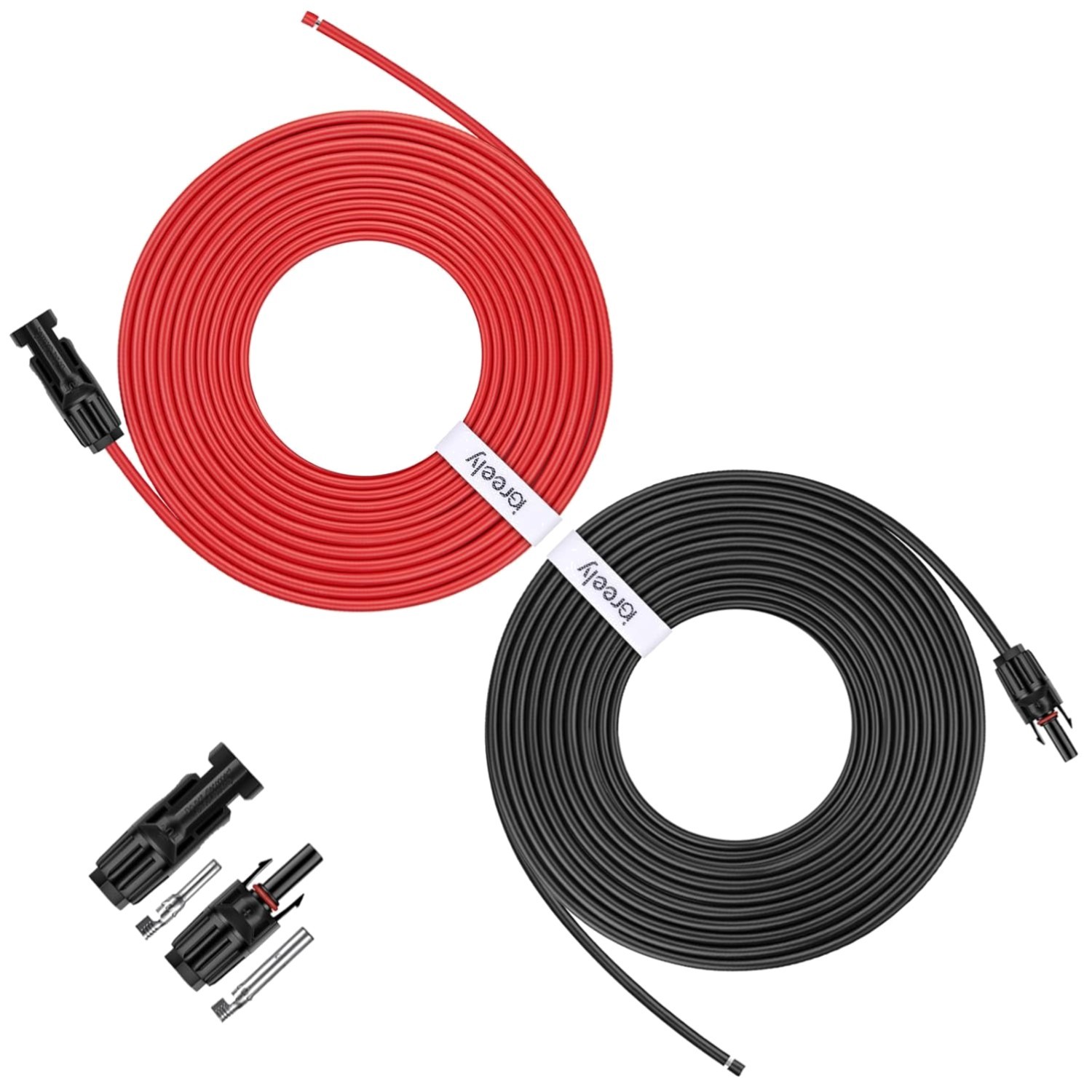 IGreely 50 Ft 10Awg Solar Extension Cable Female Male Connector Red Black