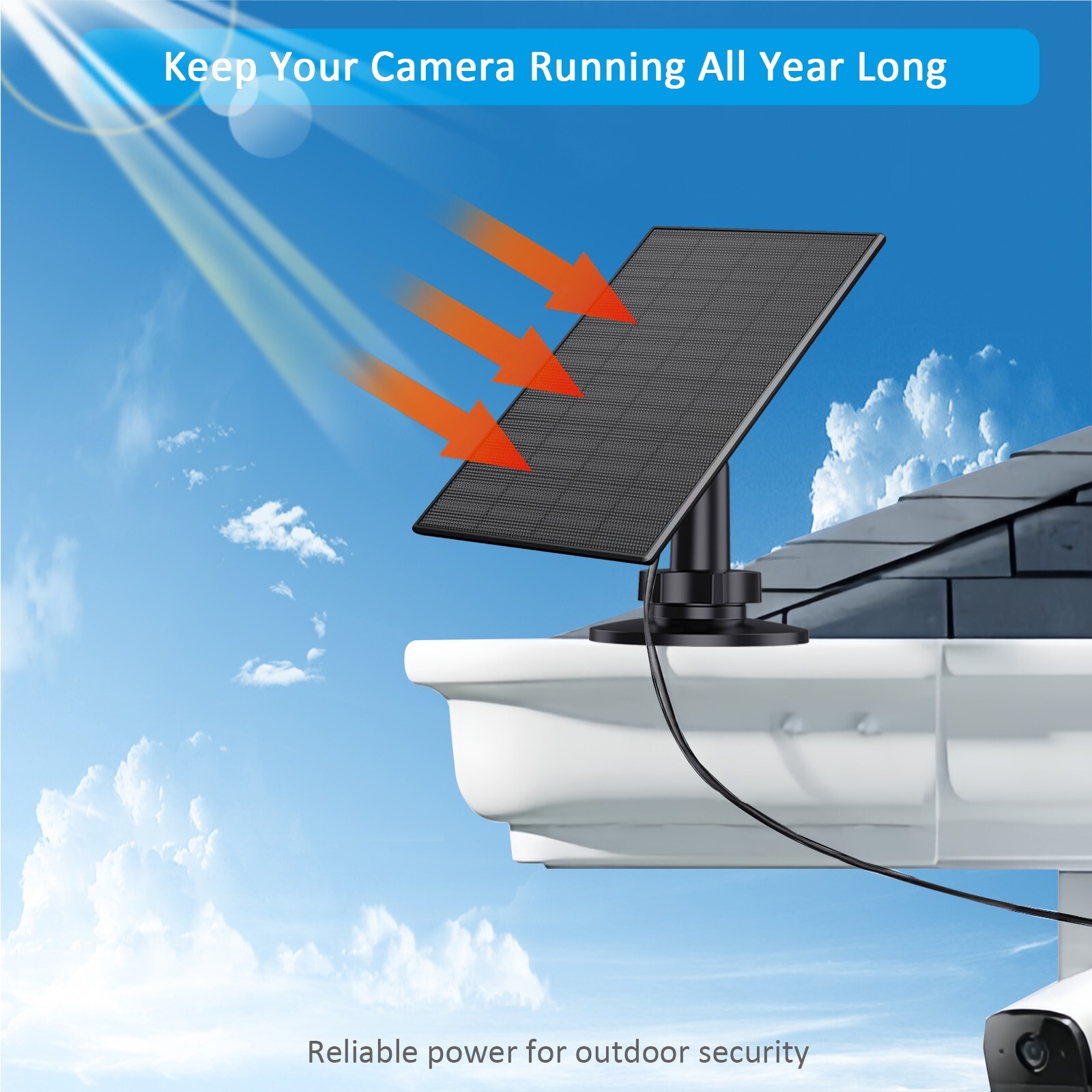 2 Pack Solar Panel for Security Camera，Solar Panel Charger with USB & Type C