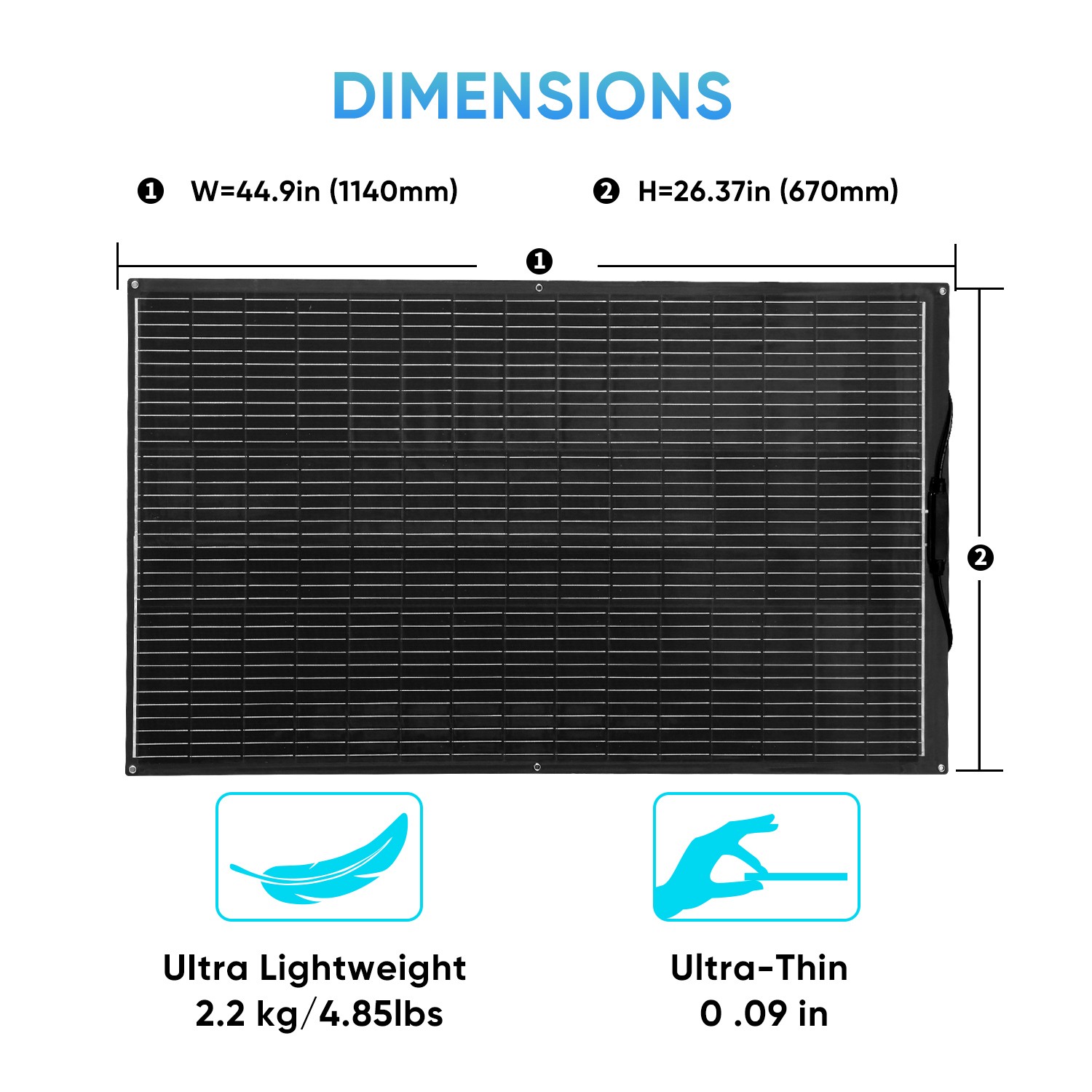 150W Flexible Mono Solar Panel Bendable Off-Grid RV/Camper/Boat/Balcony Van IP68