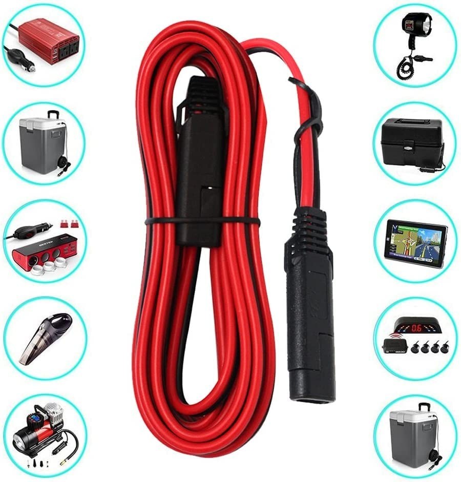 Weatherproof 25FT SAE Extension Cable with Polarity Reverse Adapter for Easy Use