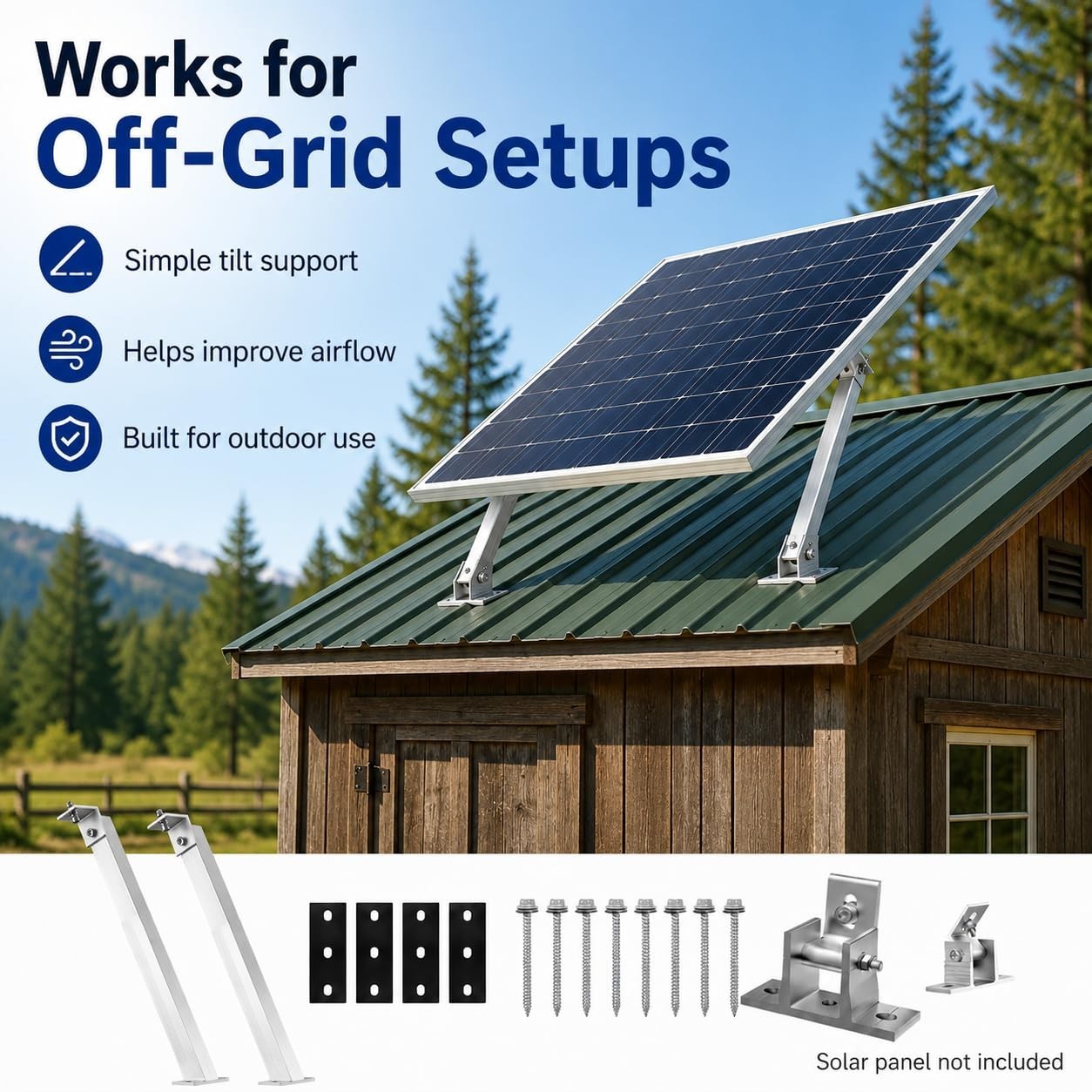 Adjustable Solar Panel Mounting Brackets, 14-27IN Tilt Mount for Roof RV Boat, 6