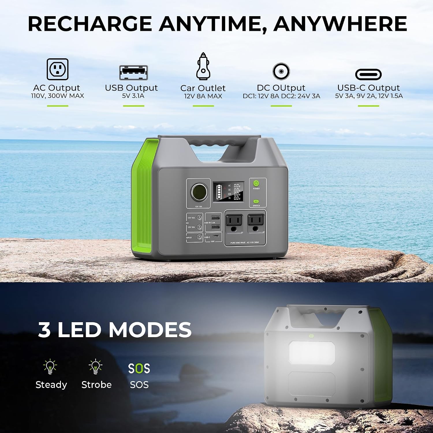 Portable Solar Generator 300W with Foldable 60W Panel