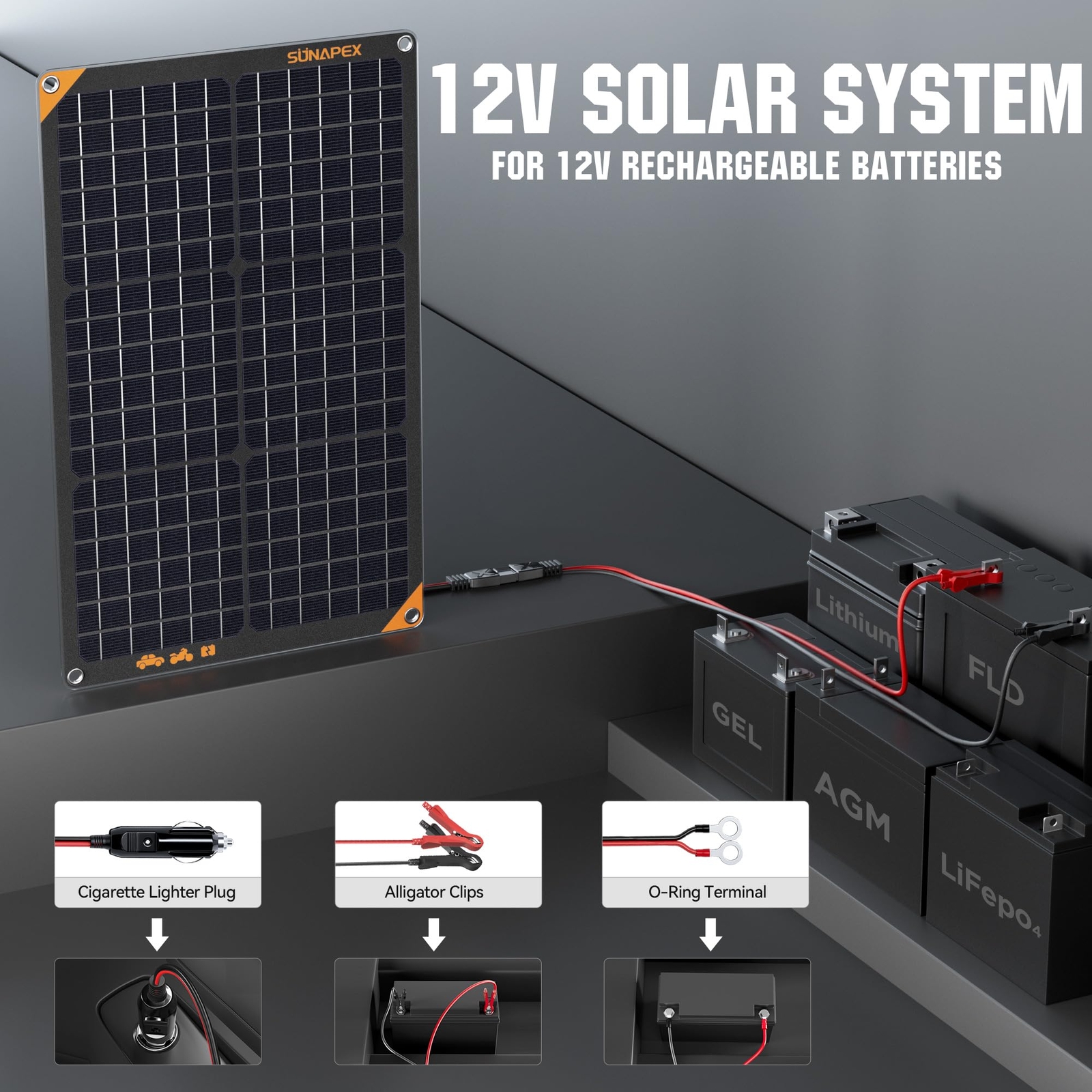Solar Battery Trickle Charger Maintainer 30W 12V Waterproof Solar Panel Trick…
