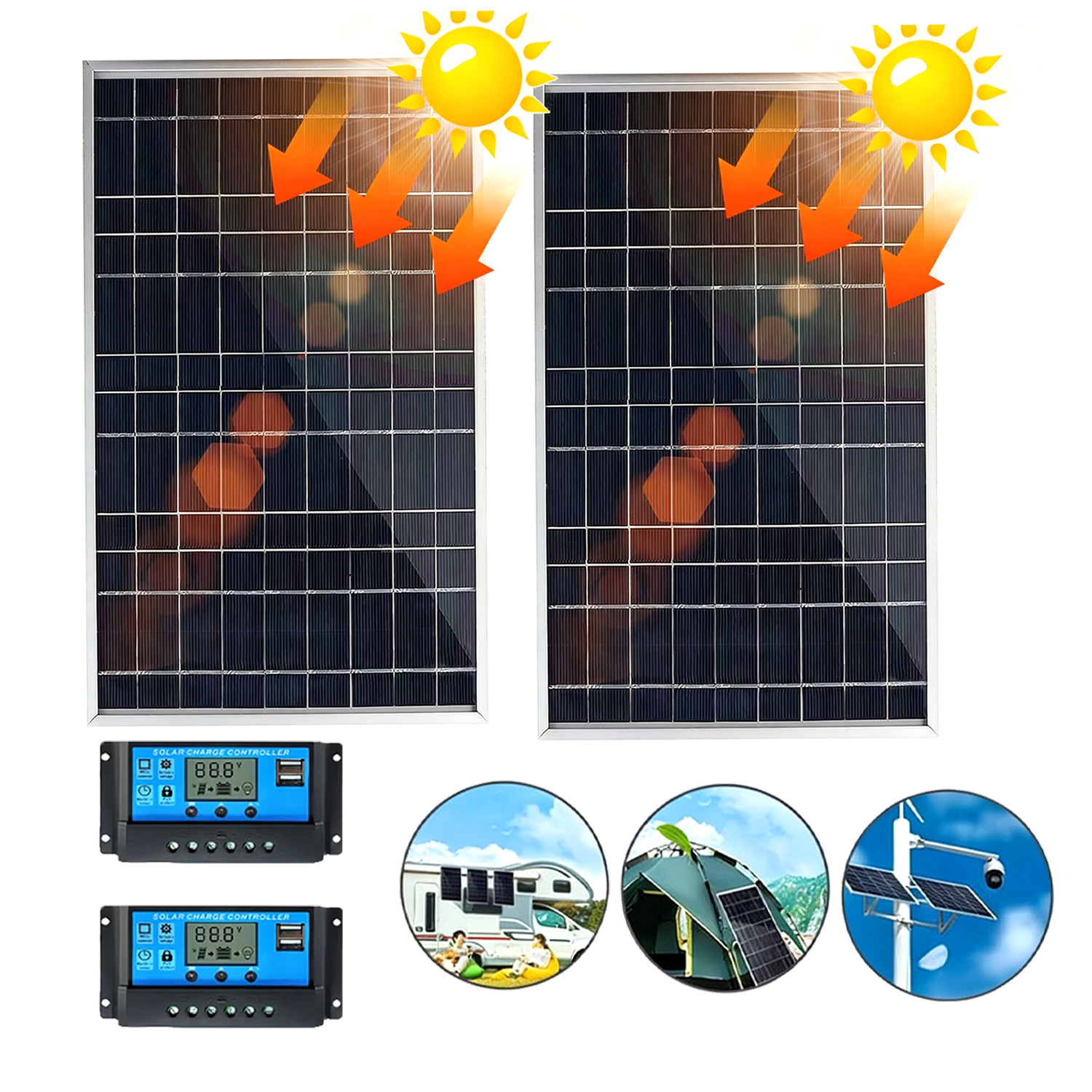 10W Solar Panel 12V Solar Battery Trickle Charger 100A W/ Controller Maintainer