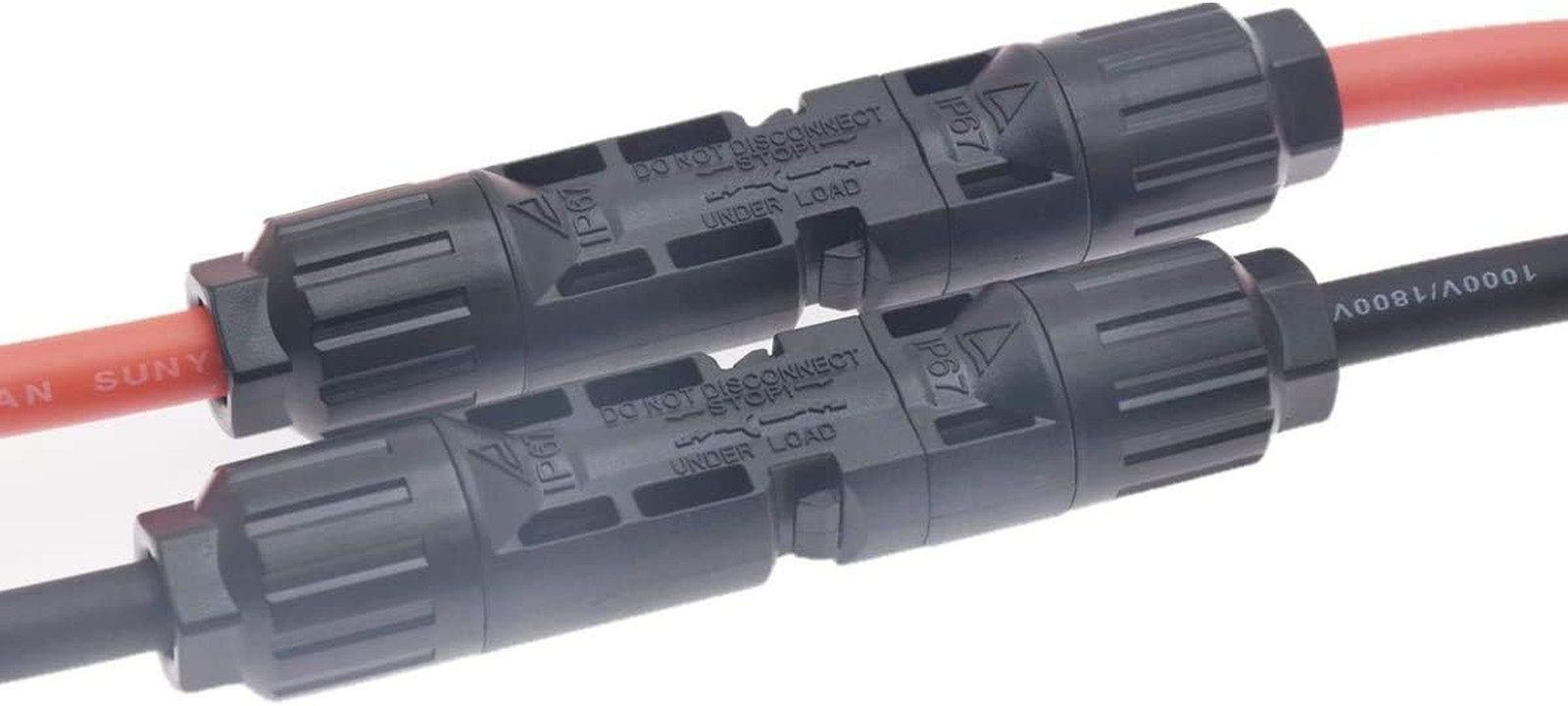 10AWG Solar Extension Cable 1FT, IP67 Waterproof PV Connectors with Tinned Coppe