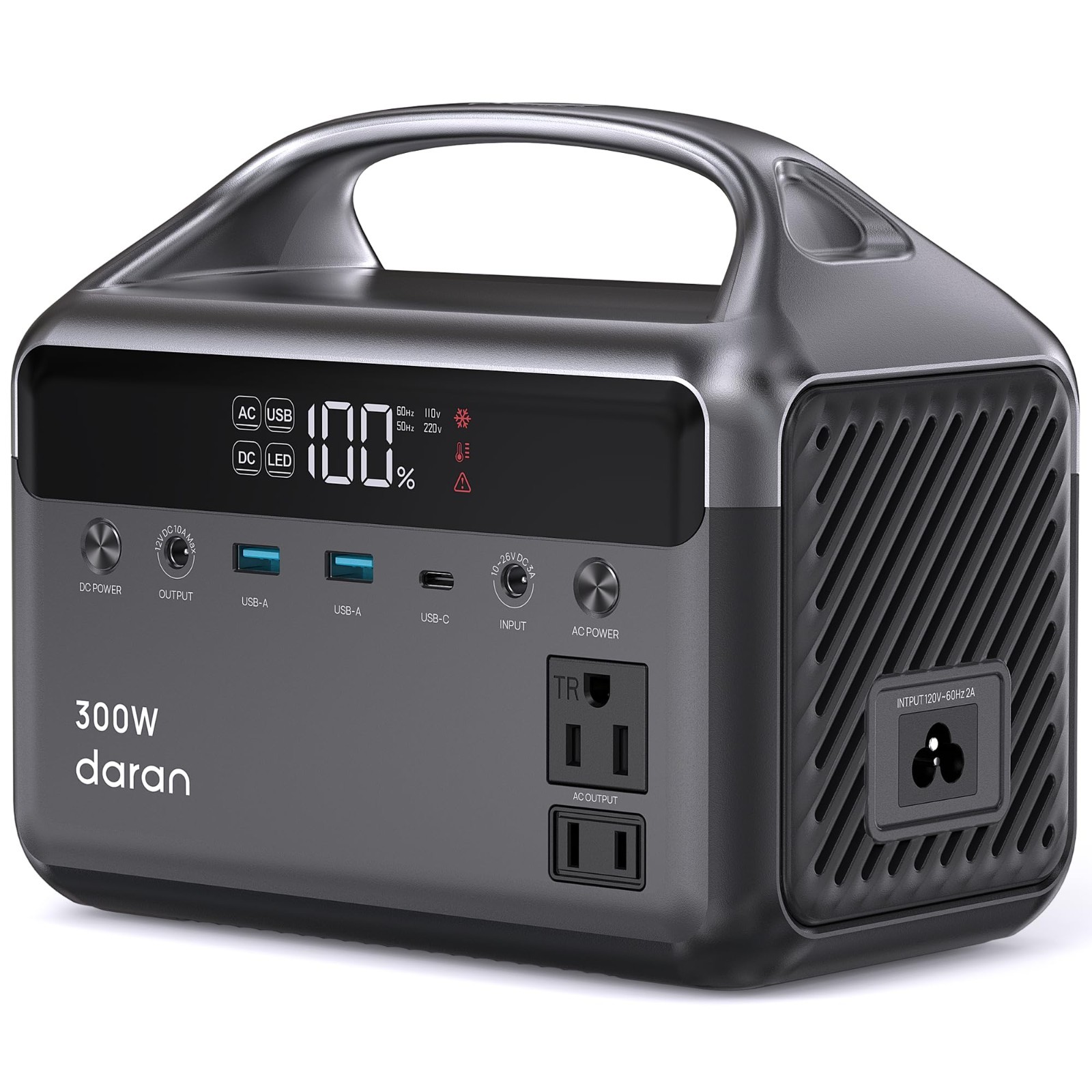 300W Portable Power Station, 192Wh Power Bank, AC Outlet, LiFePO4 Battery, Solar