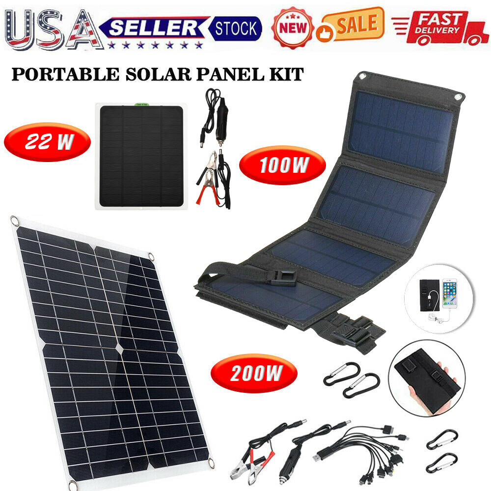 200W Solar Panel Kit 100A 12V Battery Charger Controller Caravan Boat Outdoor