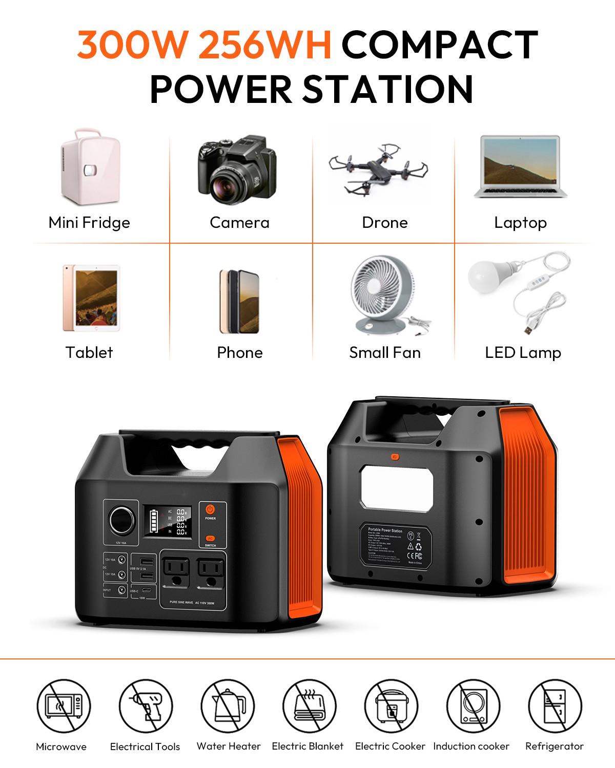300W Solar Generator Portable Power Station Battery Charger with 40W Solar Panel
