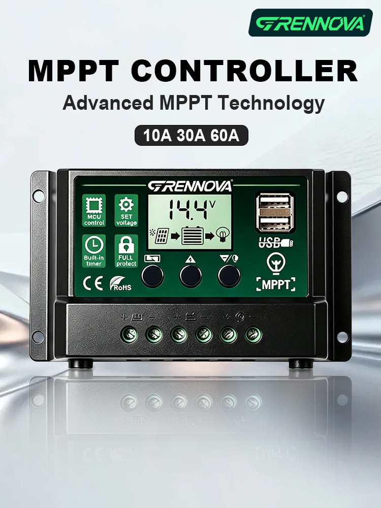 GRENNOVA 10A/30A/60A MPPT Solar Charge Controller—12V/24V auto,supports DC input